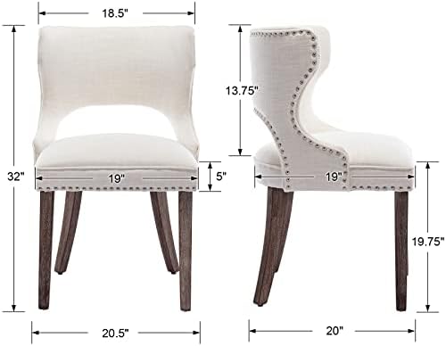 ЦИМУ Модерни Столици За Јадење Во Средината На Векот Комплет од 2 Тапацирани Ленени Столици За Трпезарија Со Задни Столчиња