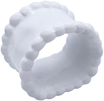 Прстени со порцелански салфетки прстени со салфетка, пакуваат 4 мониста странични сервиси прстени на прстени, деликатни цврсти крпи