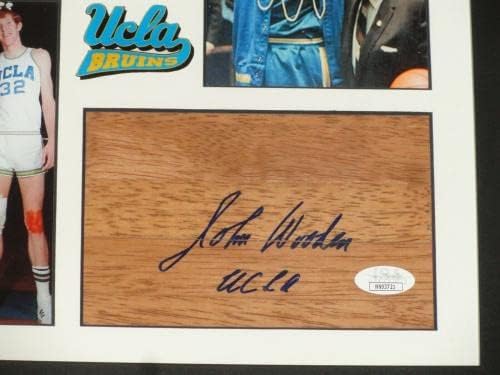 Woodон Вуден потпиша 12x12 врамени подни колаж UCLA Bruins HOF JSA COA - Аутограмирани подни плочи на колеџ