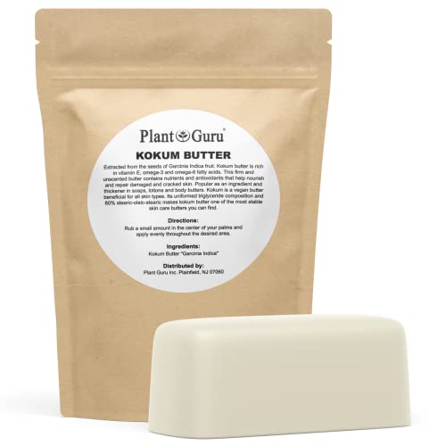 Суров путер од кокум 1 lb. бар чиста природна - одлична за навлажнувач на кожата, телото и косата, кремите за DIY, мелеми, лосиони и правење