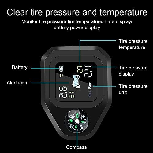WDBBY моторцикл TPMS Аларм за температура на гумите USB полнење LCD дисплеј моторна гума за мониторинг на гума на гуми