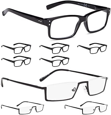 ЛУР 6 Пакувања Класични Очила За Читање + 3 Пакувања Полу-раб Метални Очила За Читање