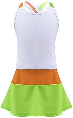 Loodgao Девојки девојки резервоарот врвот и тенискиот голф здолниште Постави 2 парчиња фустани облеки облеки тренингот на шорцеви