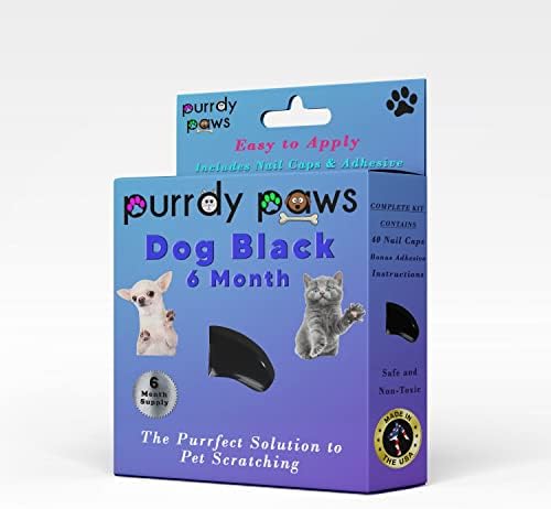 Пурди Шепи 6 Месечно Снабдување Меки Капачиња За Нокти За Канџи За Кучиња Црни Големи