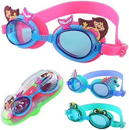 Јуни спортски очила за пливање за деца, без протекување анти-магла УВ-очила за пливање тинејџери на возраст од 3-12 години, дополнителни