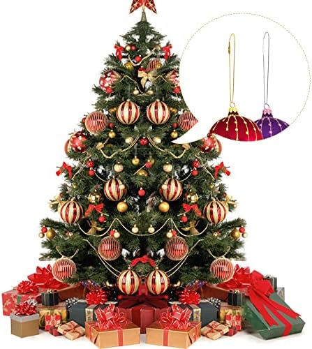 Луклиг 400 парчиња Божиќни украси за украси, злато и сребро Божиќно украси, висечки жици со предвремена брава, полиестерски јажиња