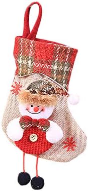 Декор Божиќ што виси бонбони подарок Дедо Мни од дрво Мини чорап Божиќ, порибување дома украс, занишан автомобил животни