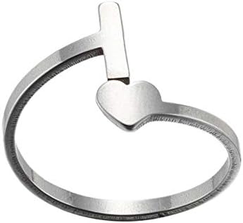 Womenените ветуваат прстен модно писмо, отворање на венчални прстени девојки ретро не'рѓосувачки челик прилагодлив венчален прстен накит свадбени