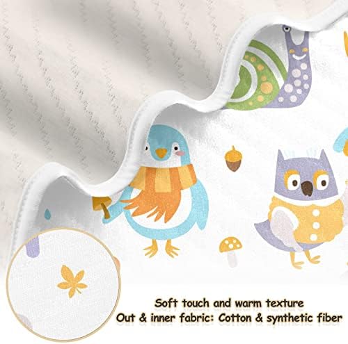 Swaddle Claute Cute Animals Owls Rainy Day Памучно ќебе за новороденчиња, примање ќебе, лесен меко залепетено ќебе за креветчето, шетач, расадник,