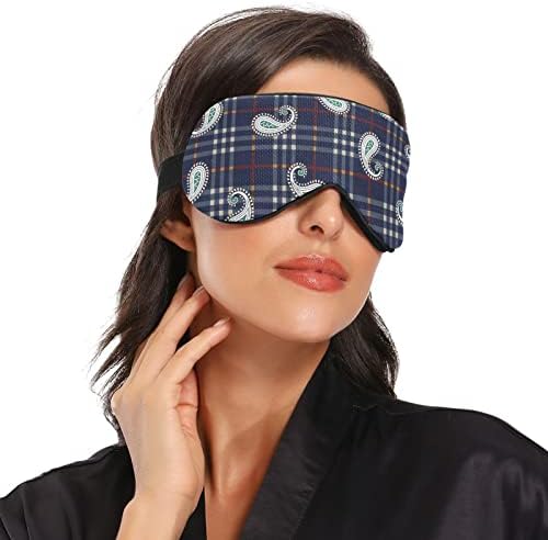Пејсли карирана маска за спиење на очите, ладно чувство за спиење на очите за летен одмор, еластично контурирано слепило за жени и мажи