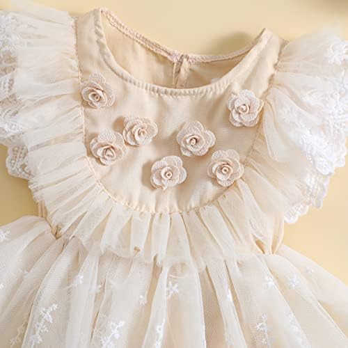 Kupretty новороденче девојче бохо ромпер фустан везење цвет чипка туту фотографија облека облека принцеза облека