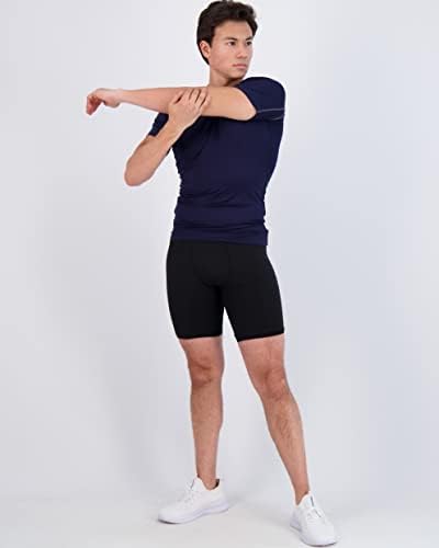 4 Пакет: Маж за кратки ракави за компресија за компресија основен слој подмолна активен атлетски сув вклопување врв