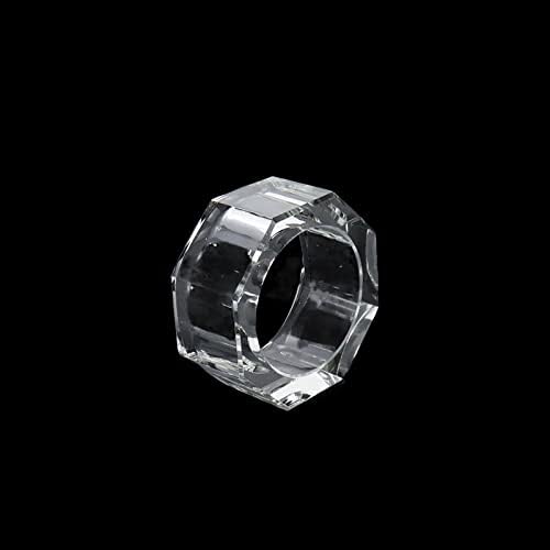 Faotup 1pcs Транспарентен 2.17inch Редовни прстени со шестоаголни салфетки, прстени од кристална салфетка, чисти прстени за салфетка, Божиќ,