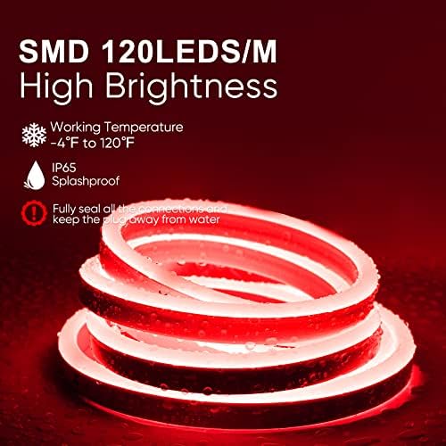 Производи за пакети за пакети со сјај на алуминиумски канали со црвена 15м/50ft LED неонски јаже светла комплет