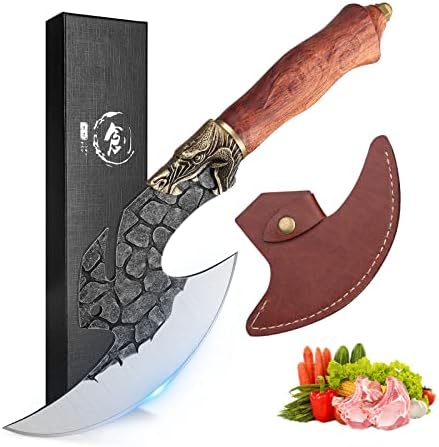 Рококо Викинг Клејвер нож месар за месар, сечење на нож за нож, фалсификувана кинеска кујна секира со обвивка дома на отворено, кампување за