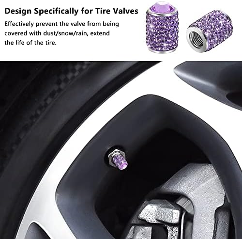 Капчиња за матични вентили во гума, кристални гуми за гуми, Shinny rhinestone Универзален автомобил, изобилен од гуми за гуми, капачиња