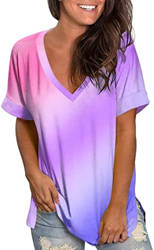 Девојки краток ракав 2023 облека трендовски памучен екипаж графички врвен маица лето есен лабава фит блуза за жени