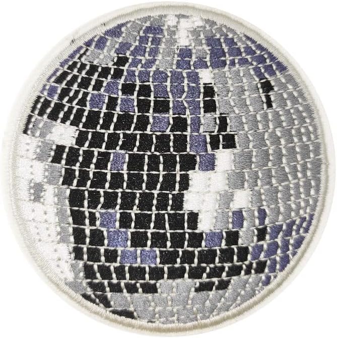 Симпатична диско-диско светло огледало топката извезено железо на шиење на закрпи Рок панк-значка