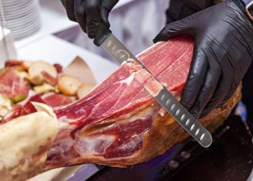 Нож за ножеви на SpitJack за резба и резба на месо - не'рѓосувачки челик, Грантон Еџ, сечило од 11 инчи, серија за натпреварувања за BBQ