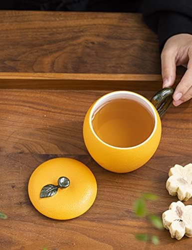 Tang Pin портокалова форма со облик со капак симпатични чаши за керамички кафе 9 мл лате чаши