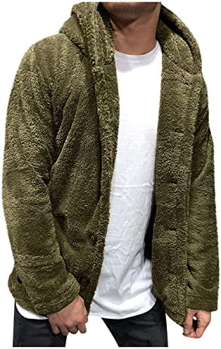 Зимски палто на Xiaxogool, ќебе палто за мажи ， Дебела топла јакна на топлото копче пријатно домашно унисекс фланел со качулка