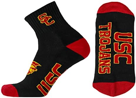 DB Fan Gear Gear Unisex Возрасни USC Trojans Black четвртина чорапи