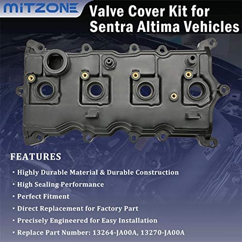 Покрив на вентилот на моторот Mitzone со завртки за заптивка и капаче за нафта компатибилен со 2007-2013 Nissan Altima Sentra SE-R 2.5L Дел