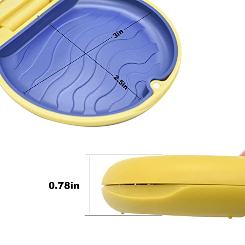 Angzhili 1 пакет за прицврстувач за чистење и четка за чистење на протези, контејнер за ортодонтски држачи со огледало, делумна кутија за протези,