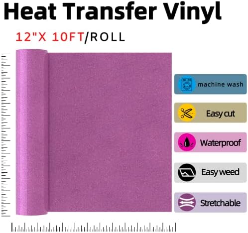 Црвен сјај HTV Roll Transfer Transfer Vinyll 12in x 10ft Iron на винил за подароци за кошули