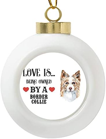 Божиќни украси 3 Loveубовта е во сопственост на куче Чоу Чоу со малку срцев керамички украс украси за новогодишни украси за