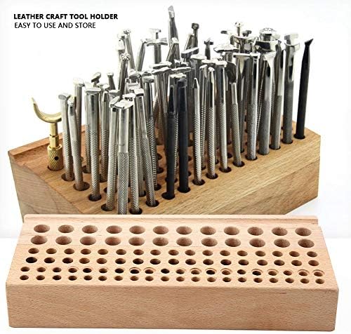 Шеенс 98 дупки за кожа занаетчиска алатка за дрвени решетки дрвени удари за држач за држач за држач за држач за кожни печаци за складирање