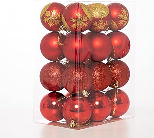 Божиќна топка за новогодишни украси на топката - ShatterProof виси сјајно топка Божиќно дрво украси за сезонски празник и забавен декор 24 парчиња