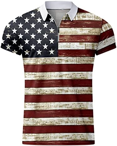 Плус големина Машки Полос кошули 4 -ти јули Патриотски кратки ракави Маици Американски знаме 3Д отпечатоци 2023 летни врвови