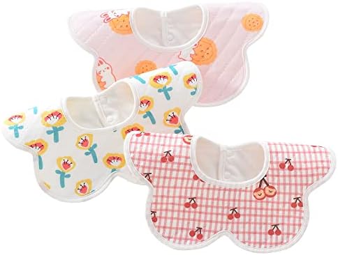 Eimmabey 3-пакувања Бебе Бибс органски памук 360 ротирајте мека бебиња бандана лигави за јадење и лигање