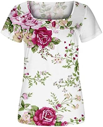 Краток ракав 2023 Длабок V лажичка памук памук цветна графичка лабава вклопена опуштена вклопна салон врвна маичка за девојчиња маица