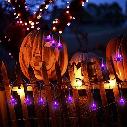 Derayee Halloweeen Spider String Lights, 3D haletichen string Lights 9,8ft 20Led Spider Fairy Light Battery Halloween Decoration