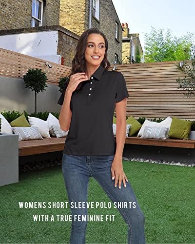 Урмос женски голф-маици со маици за дишење Поло кошули за жени со кратки ракави лесни поло маици со 4 копчиња