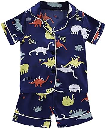 XBKPLO памук Денот на благодарноста Момци за спиење облека за облека за деца Детска кошула пижами поставени бебе диносаурус
