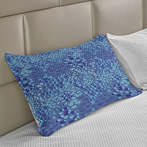 Ambesonne Aqua плетена ватенка перница, животински образец инспирирана од тропски рибини скали на кожата рачно нацртана стил, стандардна