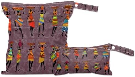 2 парчиња Водоотпорна Влажна Сува Торба Африкански Боемски Жени Еднократно Перат Бебешка Ткаенина Пелена Торба Со Два Џебови Со Патент Костими