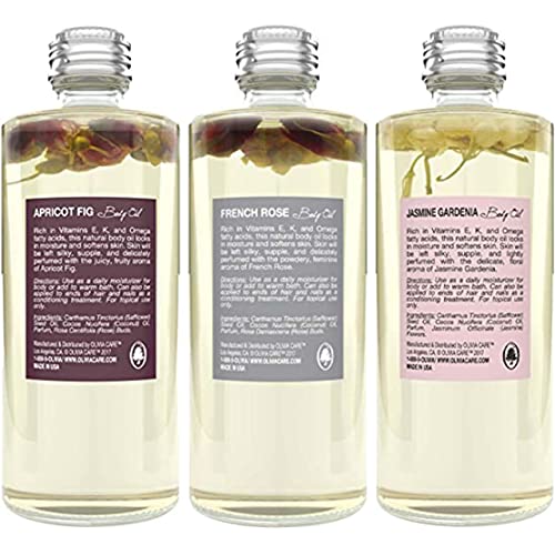 Оливија Нега 3 Пакет Масла За Тело, Мириси: Кајсија Смоква, француски Роза, Јасмин Гарденија - Сите Природни Парфем мирис &засилувач;