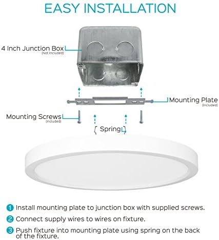 Luxrite 9 инчи LED Flush Flush Mount Light Light, 18W, бела завршница, 4000K, 1200 лумени, затемнети, LED таванот на површината LED таванот,