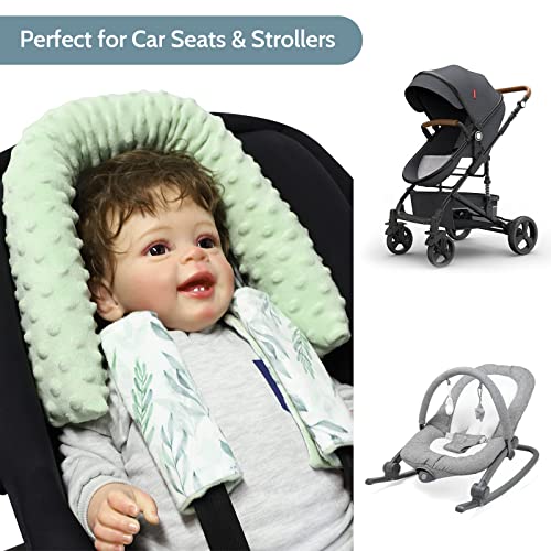 Поддршка за седиште за автомобили за бебиња и поддршка за глава на седиштето за бебиња, зелен лист