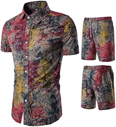 Машка машка патека за машка облека за машка облека за машка облека, летен моден врв, краток сет, кошули со краток ракав на Хавајски плажа