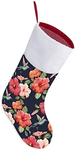 Акварел Тропски хибискус Божиќ виси чорапи за порибување за Божиќно дрво од камин