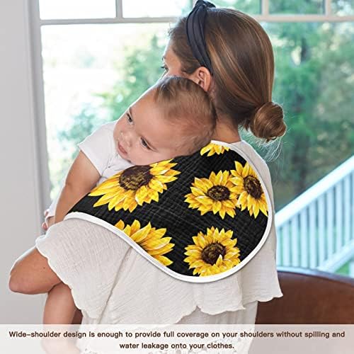 Yyzzh сончоглед шема Муслин Бурп крпи за бебе 1 пакет памук бебешки мијалници за мијалници за момче девојче
