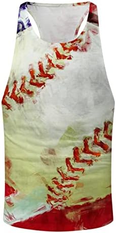 Jiabing машки летно бејзбол знаме печатено резервоарот врвови Јас ги обликував тркалезните кошули без ракави на вратот, спортови кошули