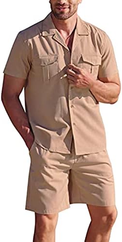 Стоута машка кошула со цврста боја и шорцеви одговараат на две парчиња, активни тренинзи за потпови на тренингот Топ и долни комплети