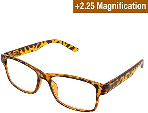 Глобални очила за читање на визија +2.25 Зголемување Деми Браун рамка w/Јасни леќи и совпаѓање Поларизирани нијанси на клип-на