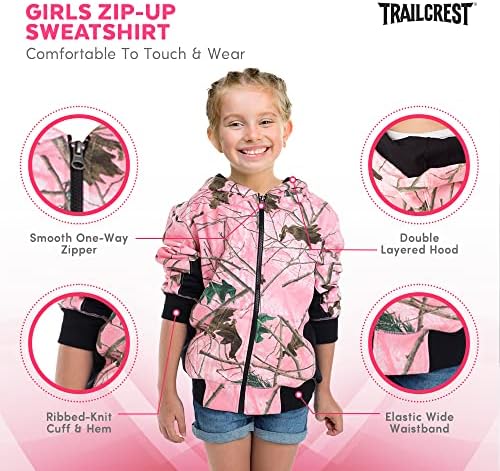 Целосна патент на девојчето Trailcrest на девојчето, куќички, обичен моден џемпер со качулка, јакна со качулка